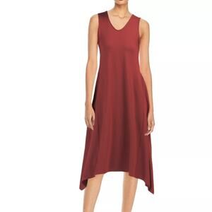 New! ANNE KLEIN Women's Solid Serenity Sharkbite Hem Tank Midi Dress